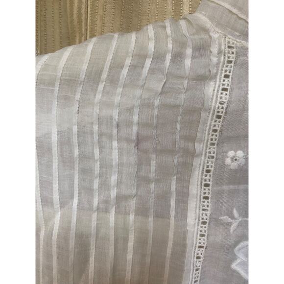 Antique Edwardian White Cotton Floral Embroidered Blouse with long sleeves - Picture 13 of 16